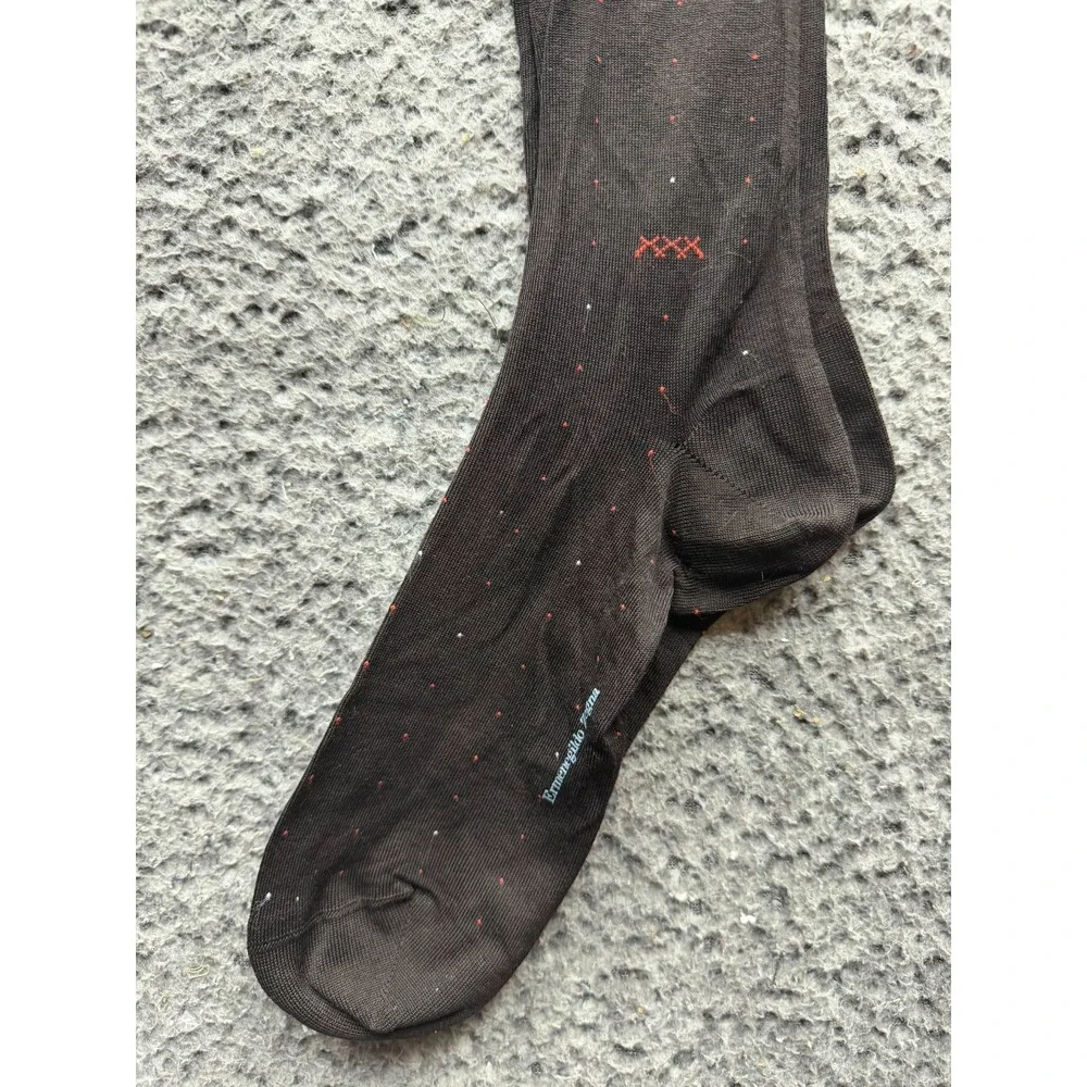 NWT Ermenegildo Zegna Lightspeed Pois Knee Socks Dark Chocolate One Size Unisex